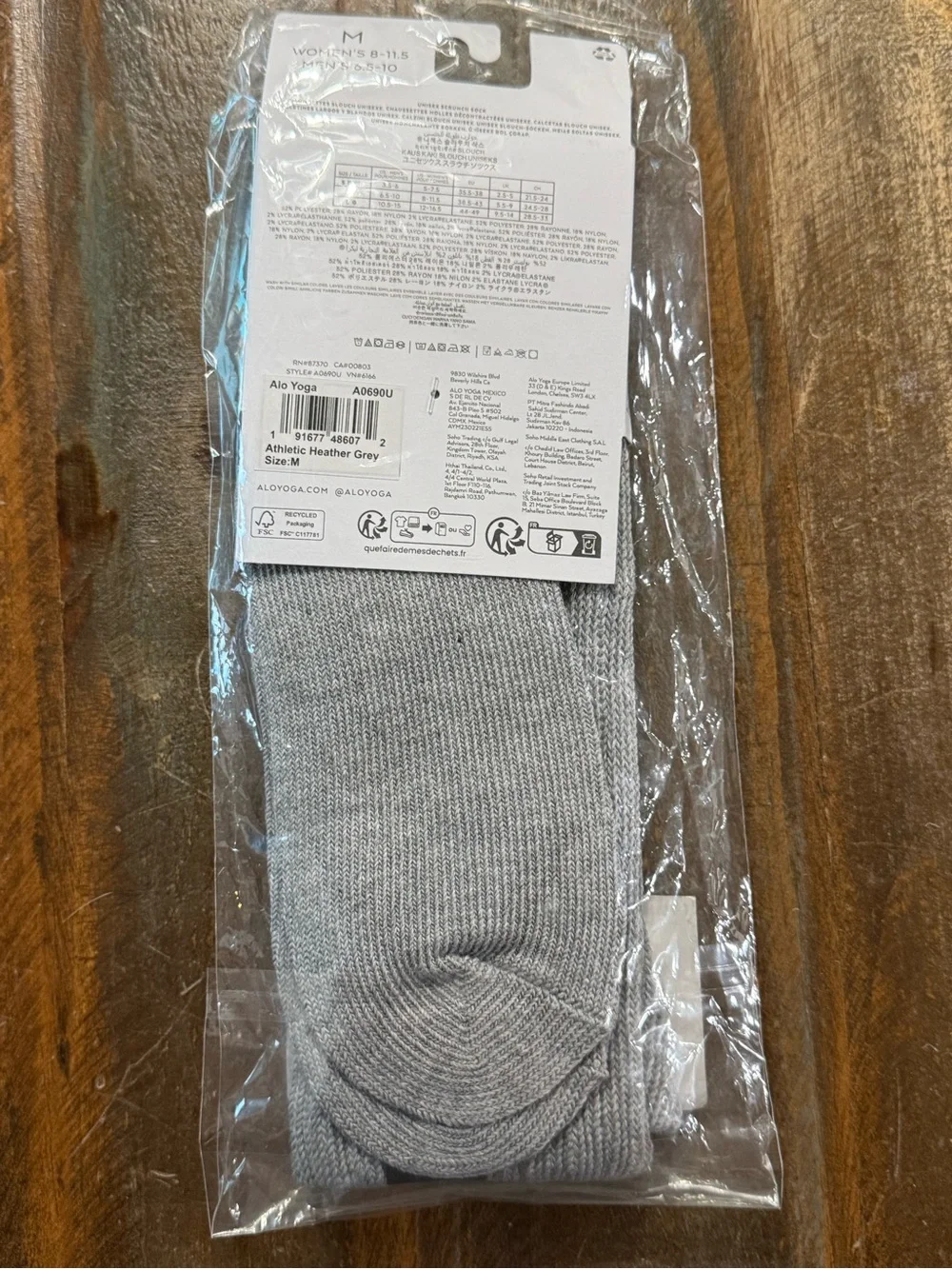 Alo Yoga Unisex Scrunch Crew Socks Athletic Heather Gray Cotton Blend Size M NWT